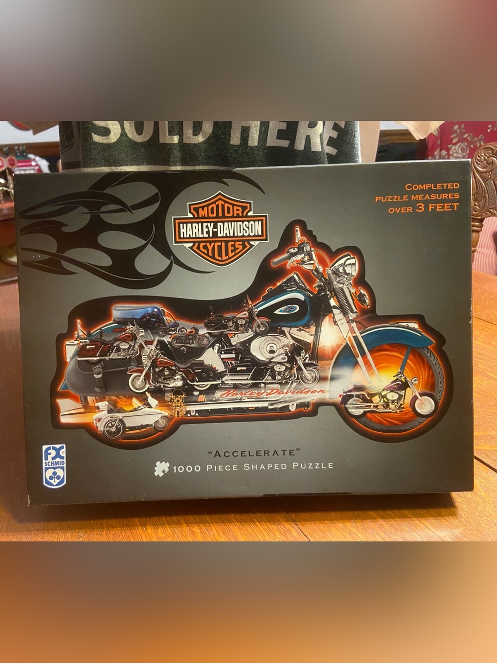 Harley Davidson Motorcycles “Accelerate” 1000 piece shaped jigsaw puzzle.